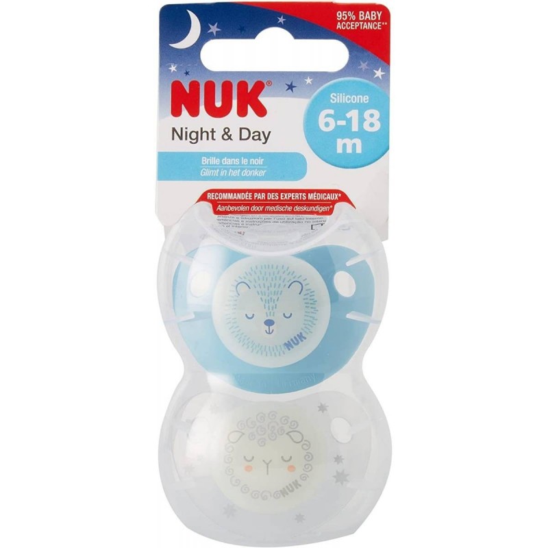 Sucettes Nuk 6-18 mois Nuit et Jour Sucettes Nuk 6-18 mois Nuit et Jour