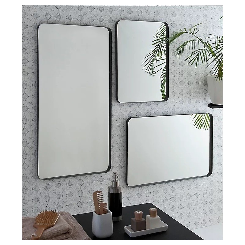 Miroir Steelton argenté cadre noir Miroir Steelton argenté cadre noir