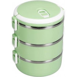 Boîte à lunch bento portable en acier inoxydable 304 à trois couches vert