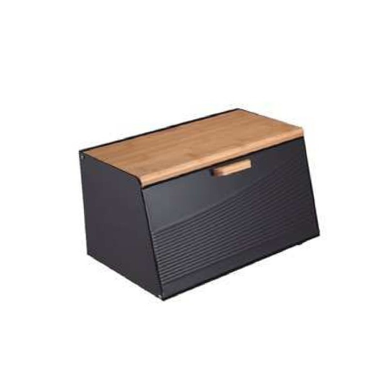Boîte à pain en acier inoxydable et bois - Blanc et Noir Boîte à pain en acier inoxydable et bois - Blanc et Noir